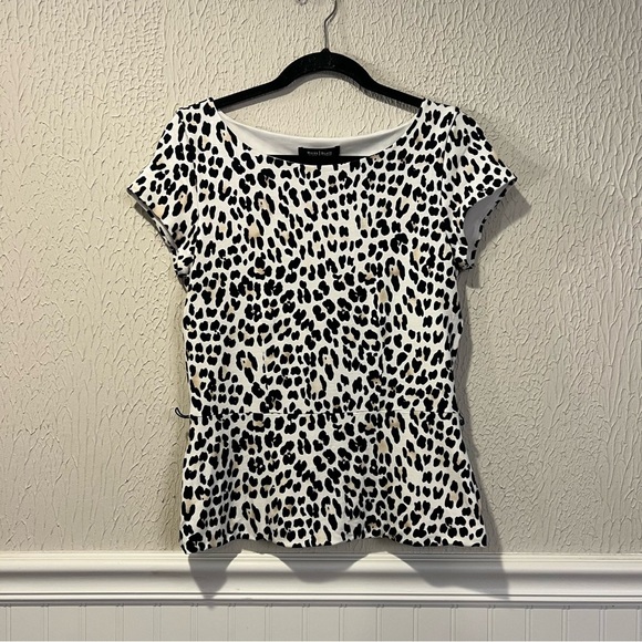 White House Black Market Leopard Print Peplum Top size small - Picture 4 of 12